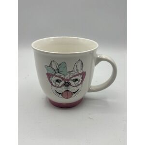 Sheffield Home French Bulldog Mug Pink Glasses Bow Ceramic 16oz Cute Dog Cup
